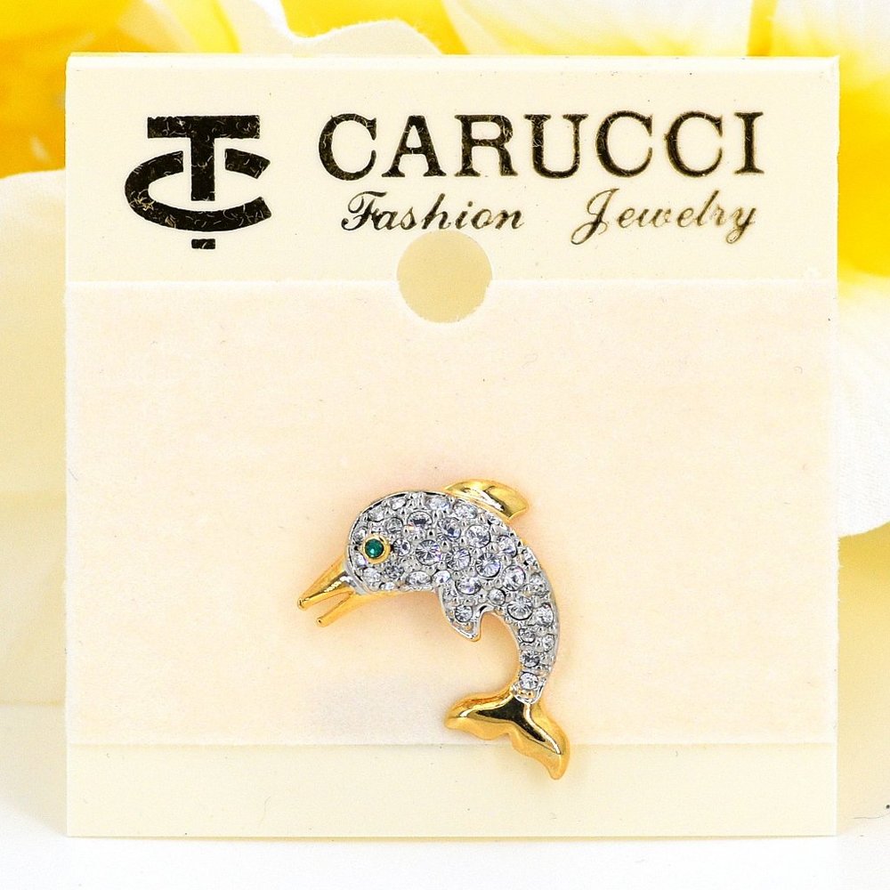 Carucci Dolphin Gold Plated Crystal Tac Pin CTP03